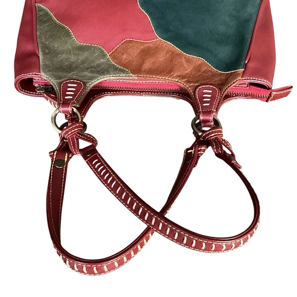 Isabella Fiore Leather Multicolored Handbag Floral Design Shoulder Bag - Picture 10 of 16